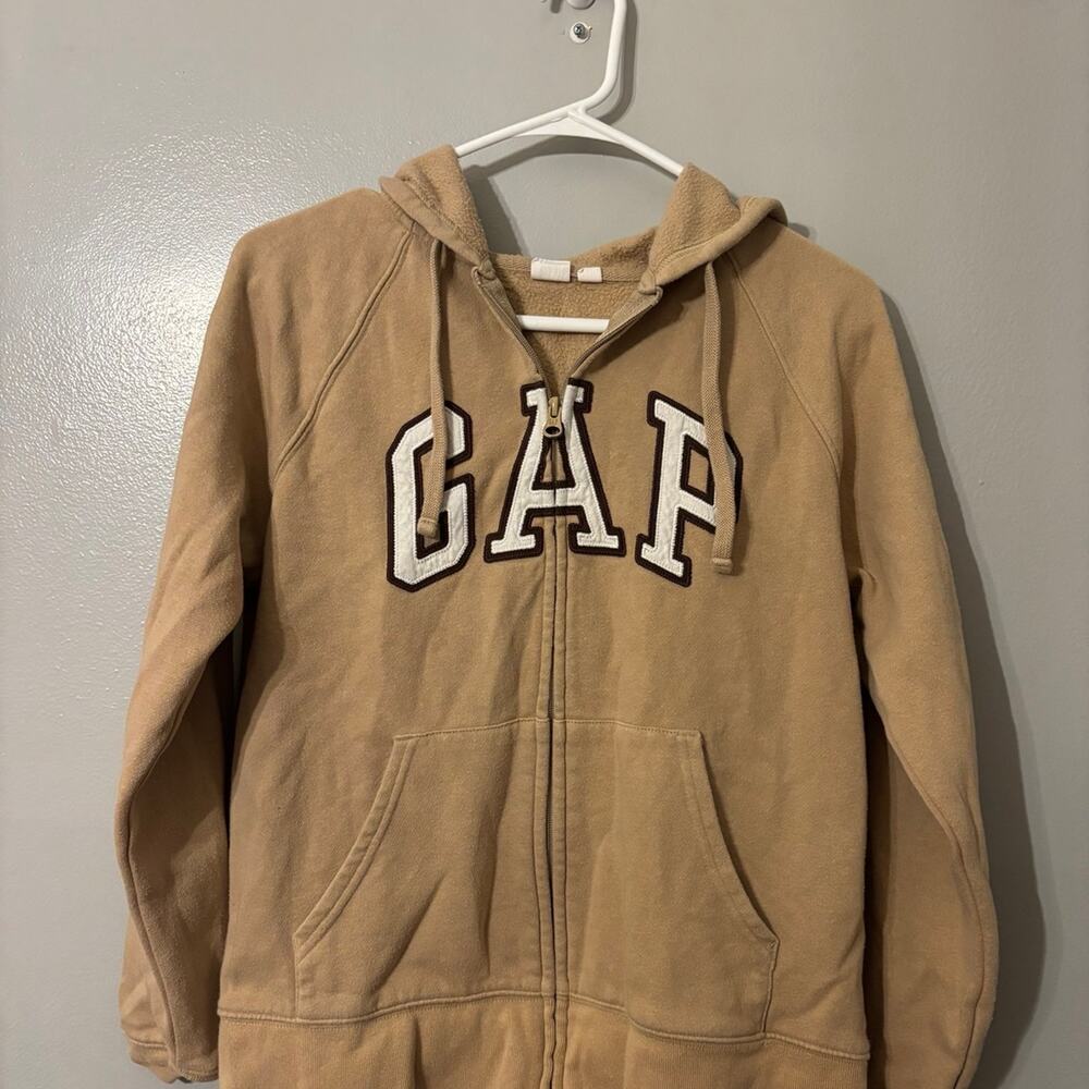 GAP logo Zip Up Hoodie brown Small